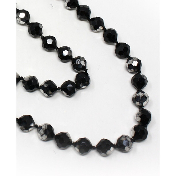 Vintage Single Strand Black Iridescent Faceted Glass Beads 32" Long - Hey Viv - Picture 4 of 4